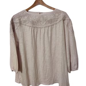 NWOT J. Jill lavender purple lace top, 3/4 sleeve